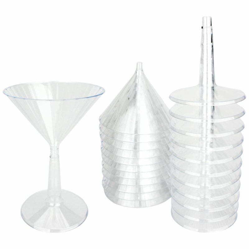 Cups & Glasses | Clear Plastic Ribbed Reusable Martini Glasses 175Ml (Pack Of 12) Catering & Kitchen Cups & Glasses