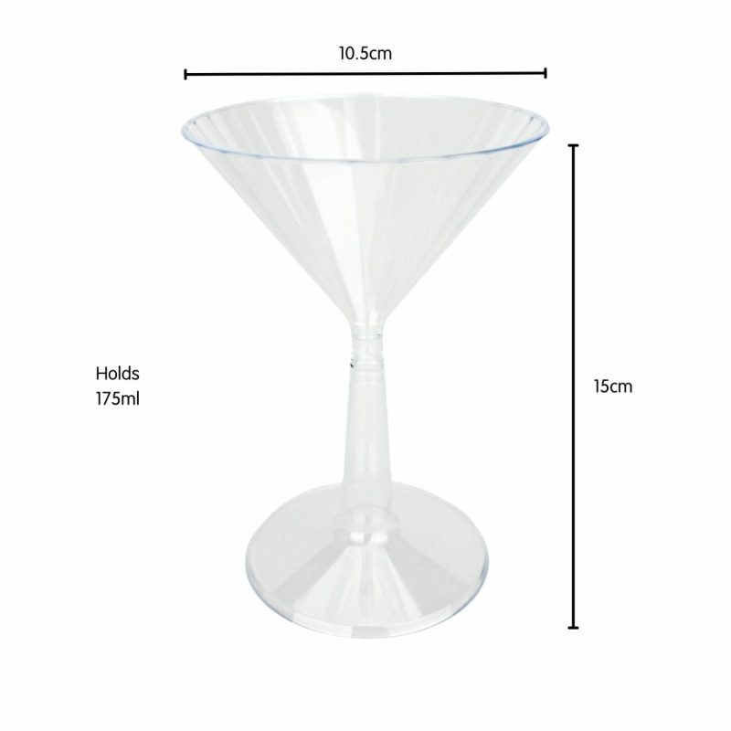 Cups & Glasses | Clear Plastic Ribbed Reusable Martini Glasses 175Ml (Pack Of 12) Catering & Kitchen Cups & Glasses