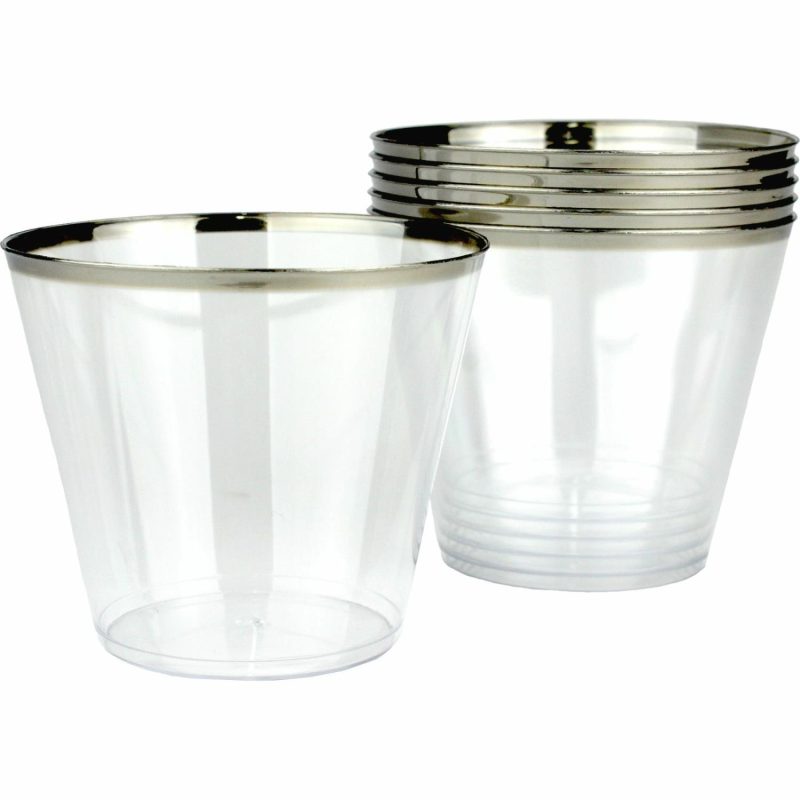 Cups & Glasses | Silver Trim Tumbler Cups (Pack Of 6) Catering & Kitchen Cups & Glasses