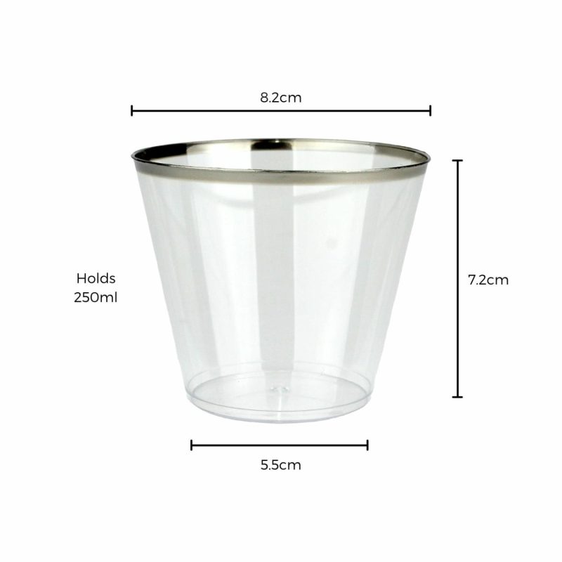 Cups & Glasses | Silver Trim Tumbler Cups (Pack Of 6) Catering & Kitchen Cups & Glasses