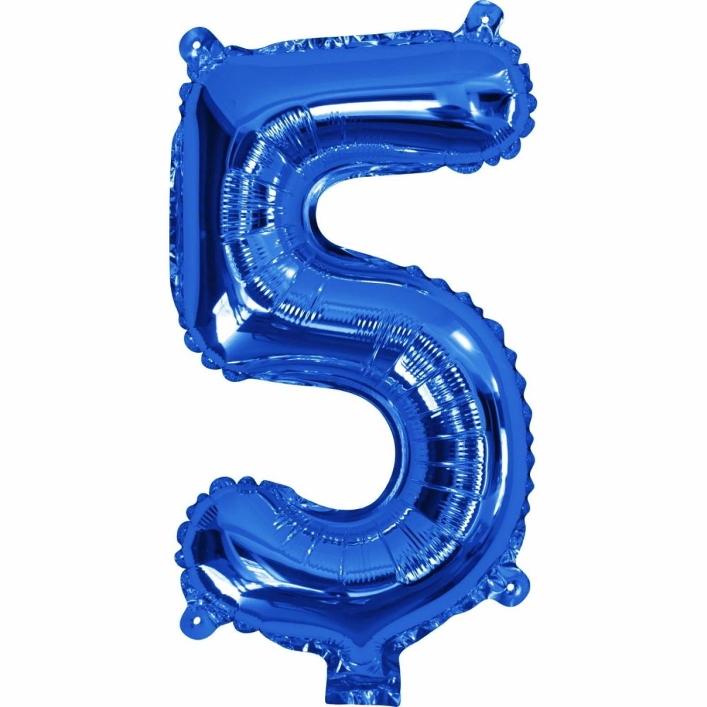 Letters & Numbers | Blue Number 5 Foil Air Fill Balloon 35Cm Balloons Letters & Numbers