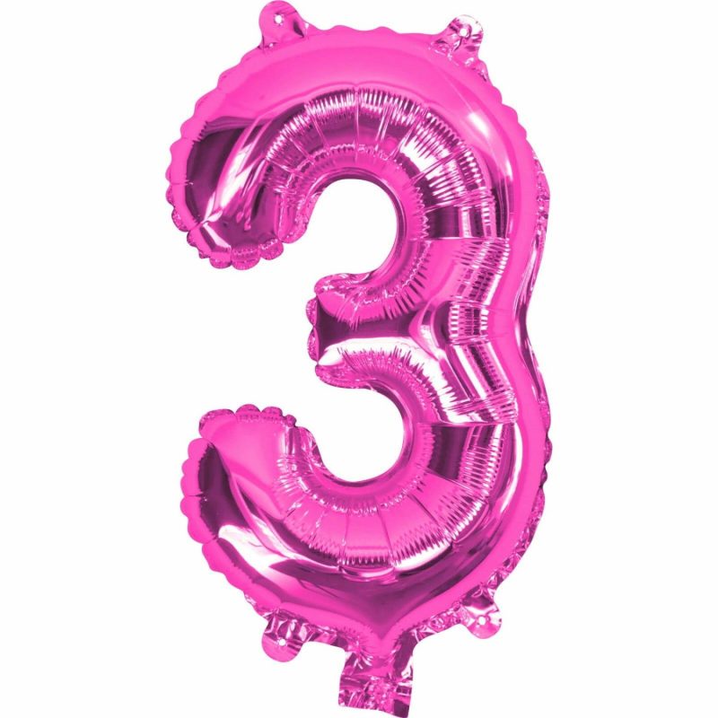 Letters & Numbers | Pink Number 3 Foil Air Fill Balloon 35Cm Balloons Letters & Numbers