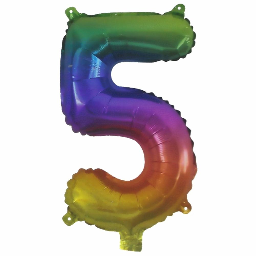 Letters & Numbers | Rainbow Number 5 Balloon 35Cm Balloons Letters & Numbers