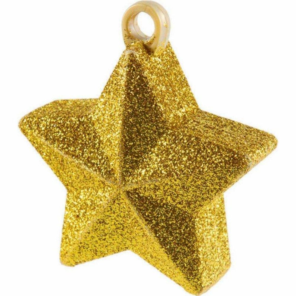 Weights, Sticks & Accessories | Star Gold Glitter Balloon Weight Balloons Weights, Sticks & Accessories