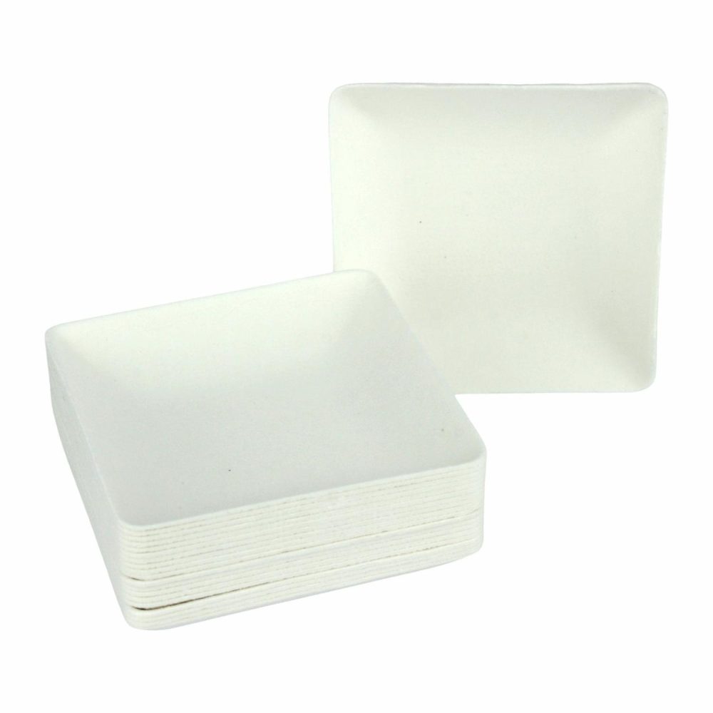 Plates, Platters & Bowls | Earth Eco Mini White Square Sugar Cane Dishes 6.5Cm (Pack Of 20) Catering & Kitchen Plates, Platters & Bowls