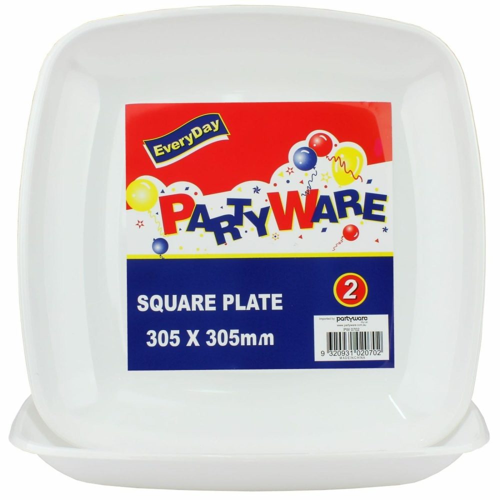 Plates, Platters & Bowls | Square Plastic Serving Platters (Pack Of 2) Catering & Kitchen Plates, Platters & Bowls