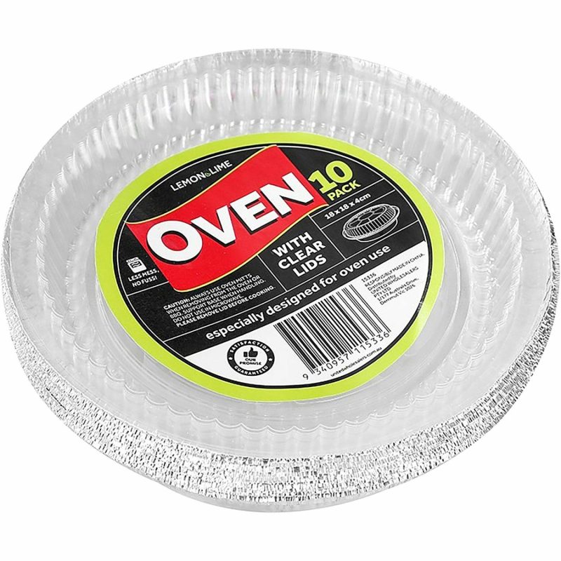 Storage & Containers | Round Foil Oven Trays With Clear Lids 18Cm X 4Cm (Pack Of 10) Catering & Kitchen Storage & Containers