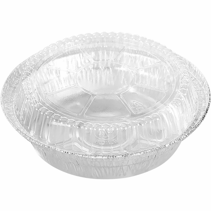 Storage & Containers | Round Foil Oven Trays With Clear Lids 18Cm X 4Cm (Pack Of 10) Catering & Kitchen Storage & Containers