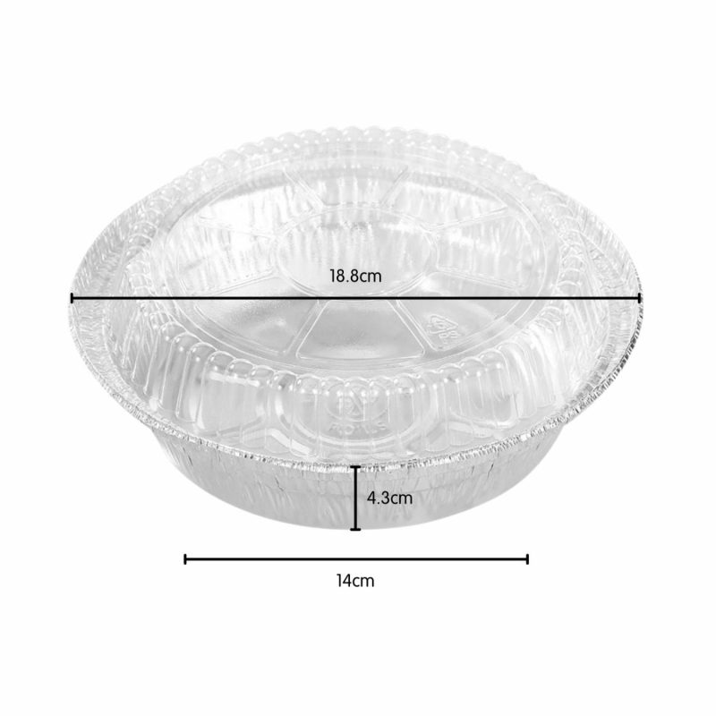 Storage & Containers | Round Foil Oven Trays With Clear Lids 18Cm X 4Cm (Pack Of 10) Catering & Kitchen Storage & Containers